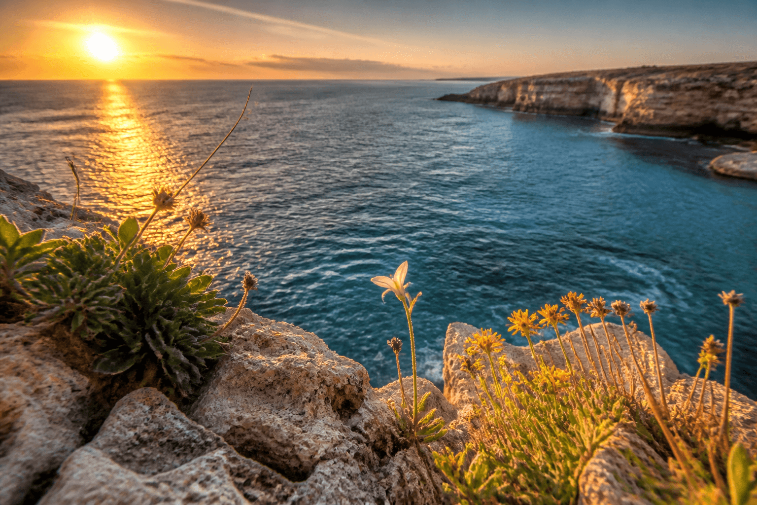 Cyprus coastline at sunset